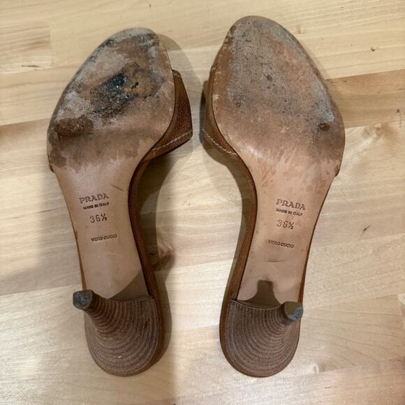 Prada Calzature Donna Wooden Buckle Slide Sandals - Women’s Size 36.5 - Picture 7 of 7